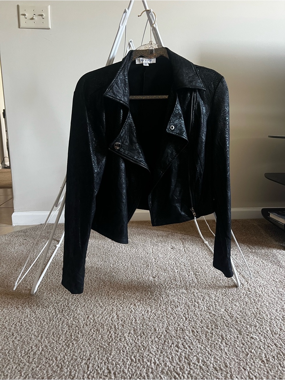 She + Sky Black Faux Leather Moto Jacket